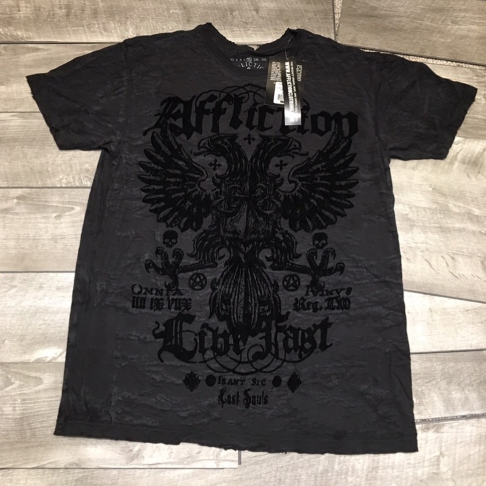 New With Tags Affliction Disturbance Live Fast Cotton Tee Shirt TShirt Y2K Sz XL